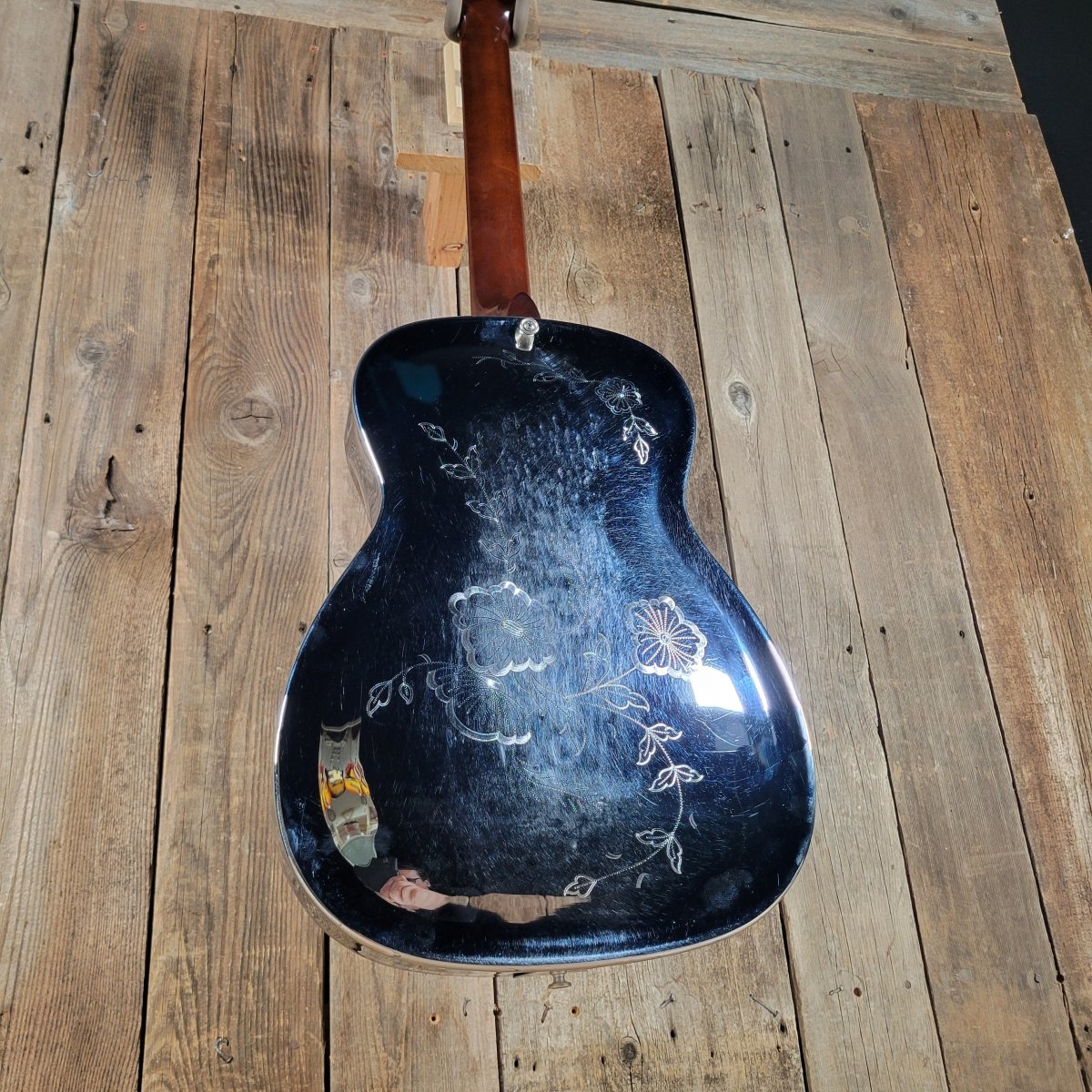 Dobro 1977 Model 36-1 The Rose Engraved Brass Body w/ Original Case Excellent - Mahar's Vintage Guitars