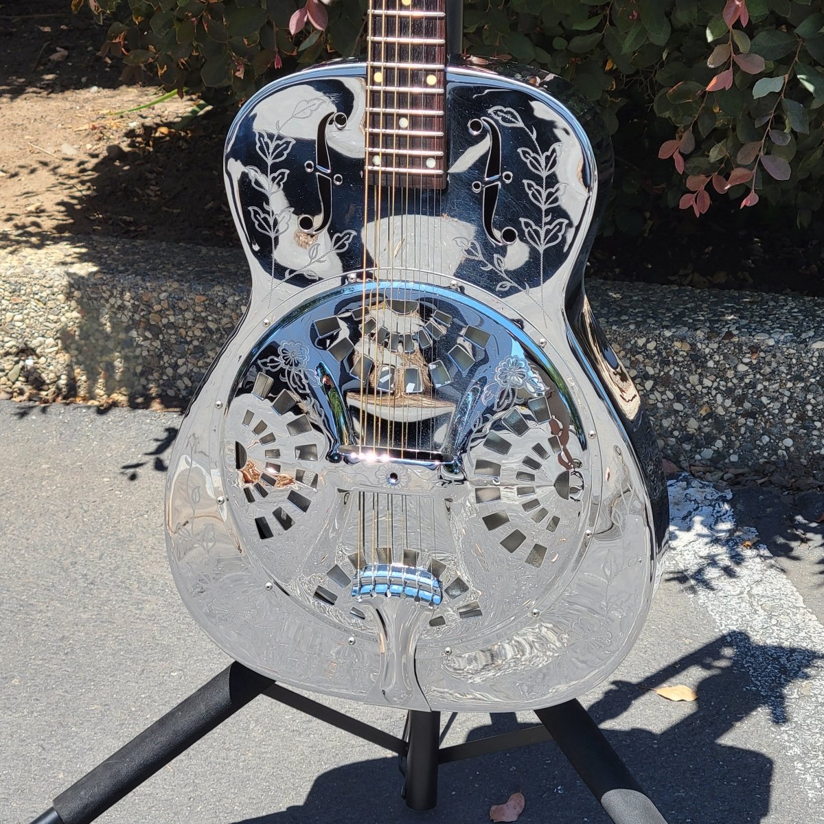 Dobro 1977 Model 36-1 The Rose Engraved Brass Body w/ Original Case Excellent - Mahar's Vintage Guitars