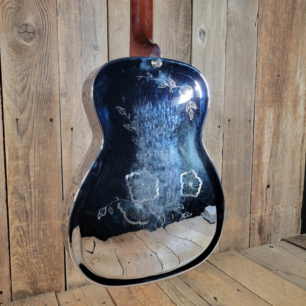 Dobro 1977 Model 36-1 The Rose Engraved Brass Body w/ Original Case Excellent - Mahar's Vintage Guitars