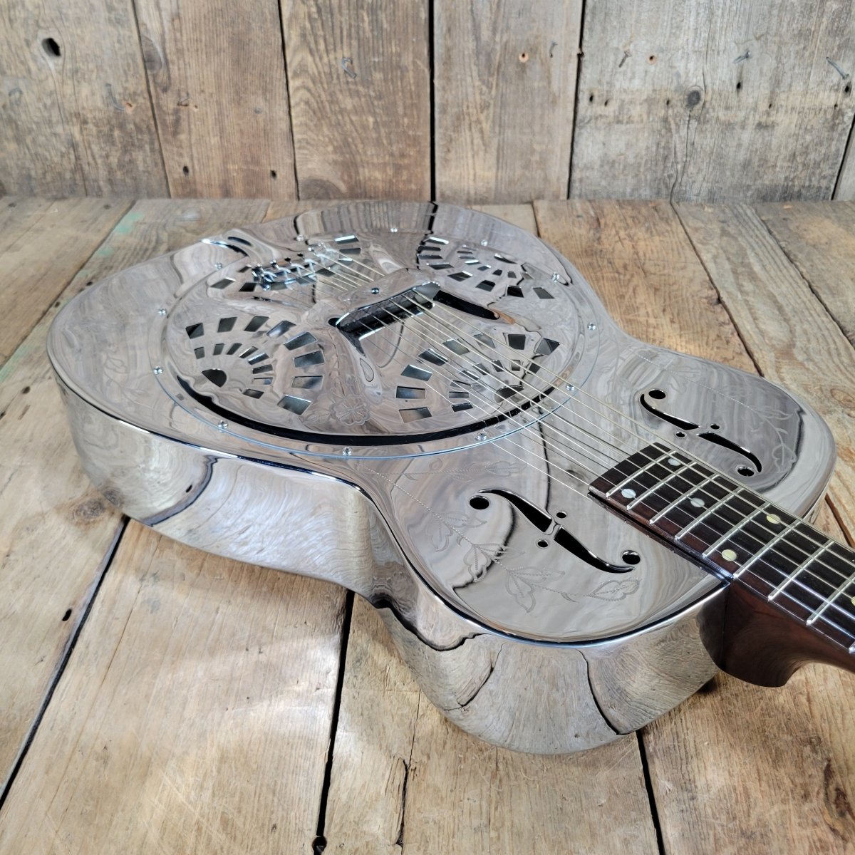 Dobro 1977 Model 36-1 The Rose Engraved Brass Body w/ Original Case Excellent - Mahar's Vintage Guitars