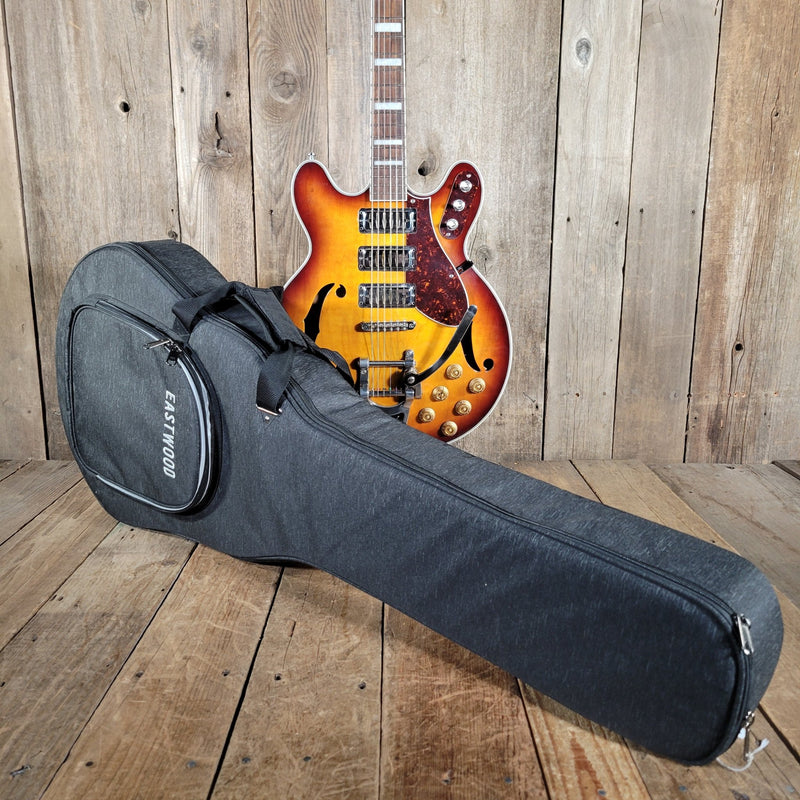 Eastwood Airline H78 Deluxe Reissue – Semi - Hollow Electric Guitar with Gold Foil Pickups - Mahar's Vintage Guitars
