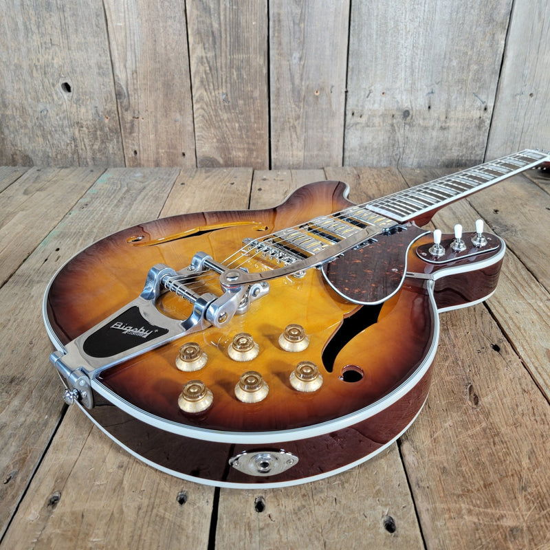 Eastwood Airline H78 Deluxe Reissue – Semi - Hollow Electric Guitar with Gold Foil Pickups - Mahar's Vintage Guitars