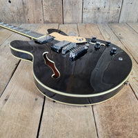 Epiphone 1999 Sheraton John Lee "Boogie Man" Hooker Signature 43 of 220 Ebony w/ Orig Case, Very Good - Mahar's Vintage Guitars