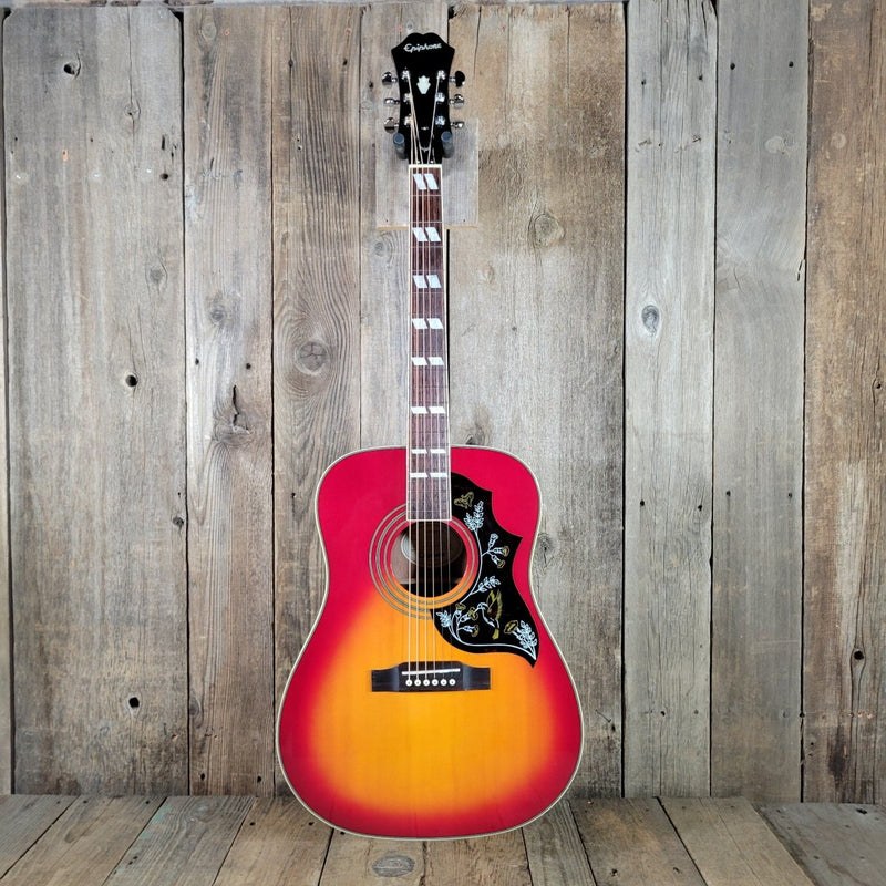 Epiphone Hummingbird H/S Dreadnought Cherry Sunburst with Hard Case 2010s - Mahar's Vintage Guitars