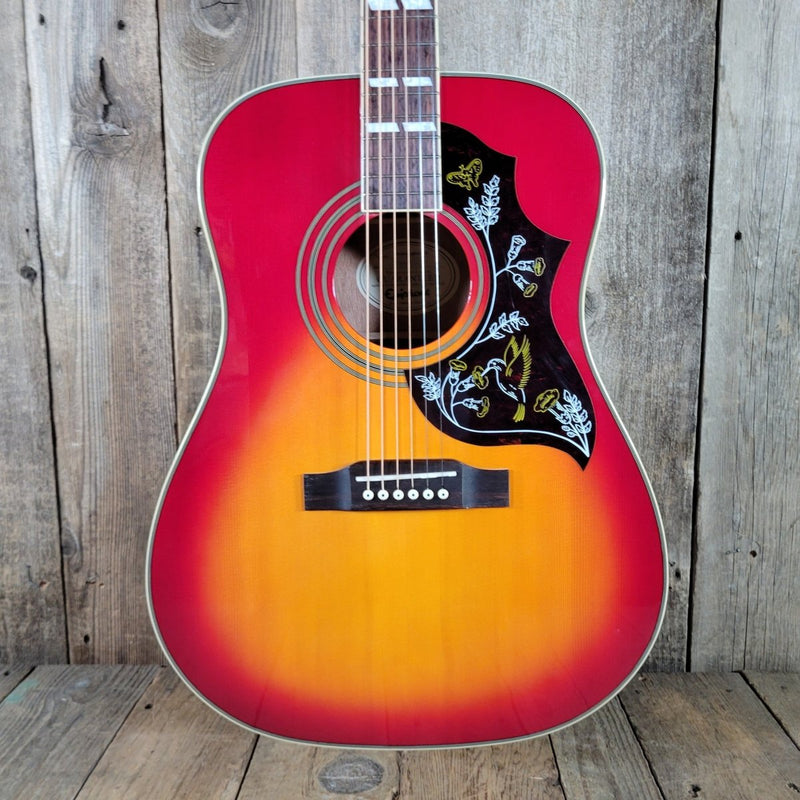 Epiphone Hummingbird H/S Dreadnought Cherry Sunburst with Hard Case 2010s - Mahar's Vintage Guitars