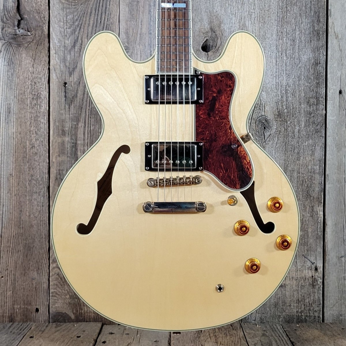 Epiphone Sheraton II 2009 – Natural, Gold Hardware, Mint with Epiphone Hard Case - Mahar's Vintage Guitars