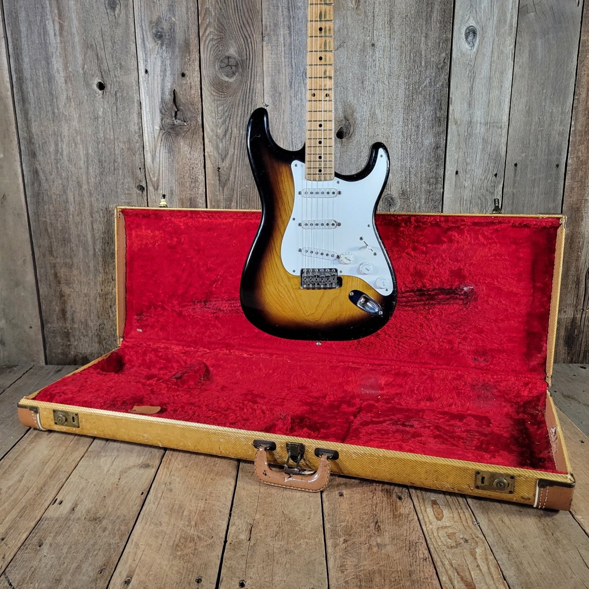 Fender 1955 Stratocaster Sunburst One - Piece Ash Body Excellent - Mahar's Vintage Guitars