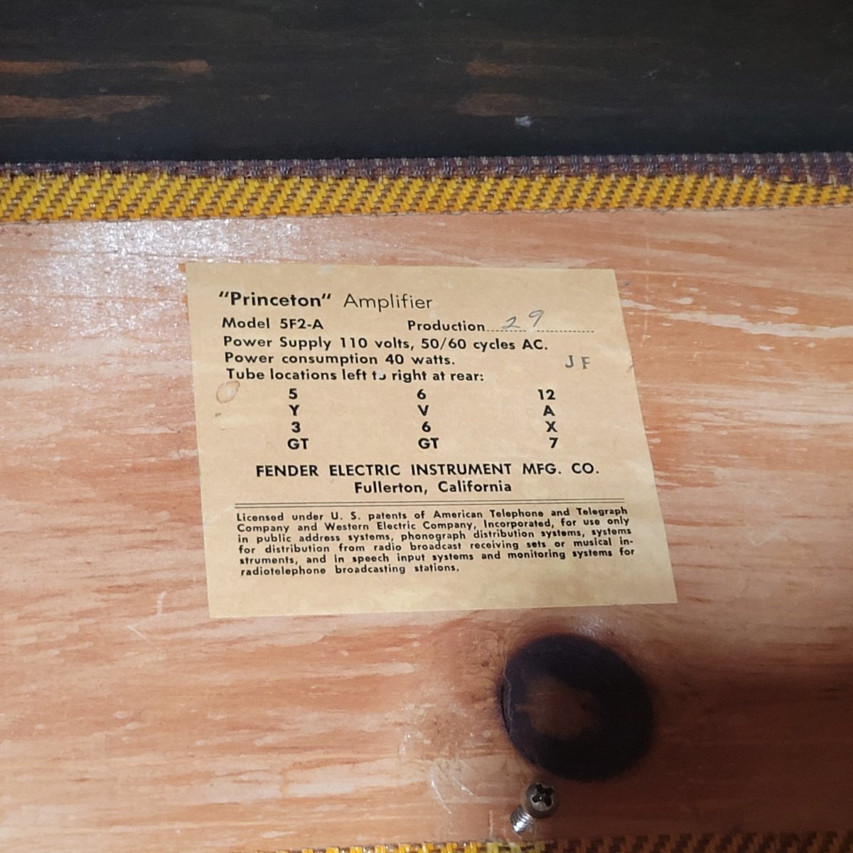 Fender 1960 Princeton 5F2-A Tweed All Original | Mahar's – Mahar's