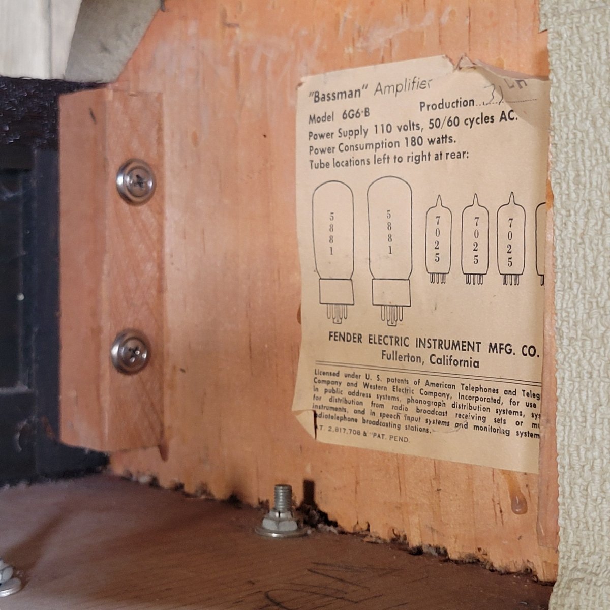 Fender 1962 Bassman 6G6 - B Blonde Head 2x12 Cab Serviced - Mahar's Vintage Guitars