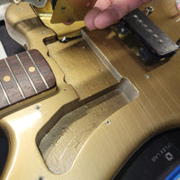 Fender 1962 Jazzmaster Slab Board Pre CBS Joe Riggio Refinish Shoreline Gold Slab Board - Mahar's Vintage Guitars