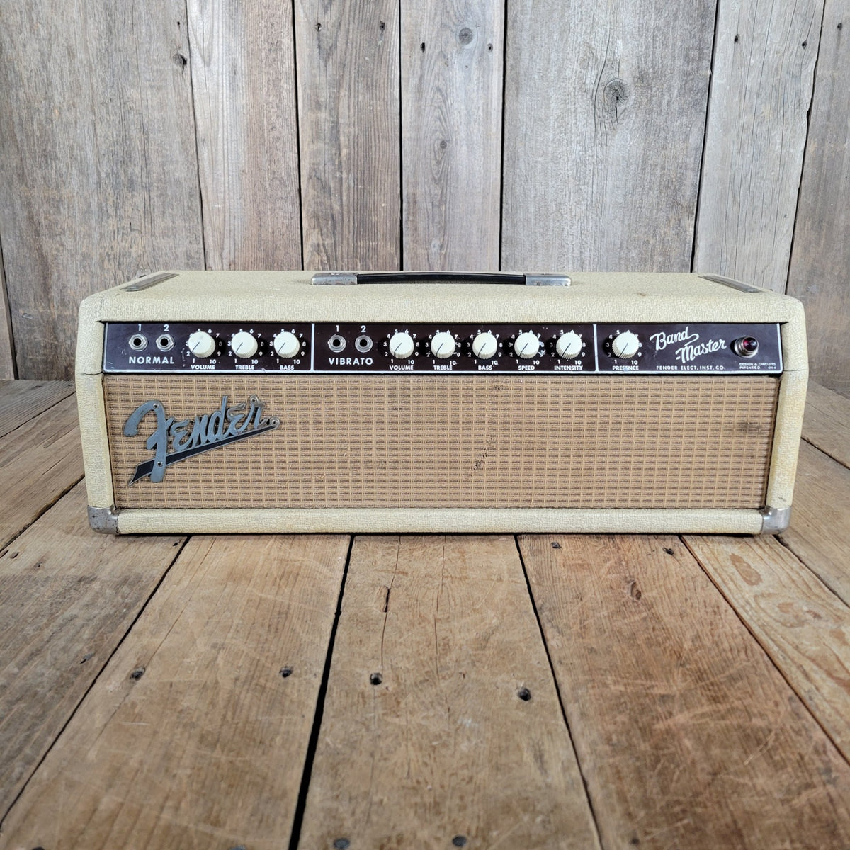 Fender 1963 Bandmaster 6G7 - A – White Tolex Blonde Vintage Amp Head with Tremolo - Mahar's Vintage Guitars
