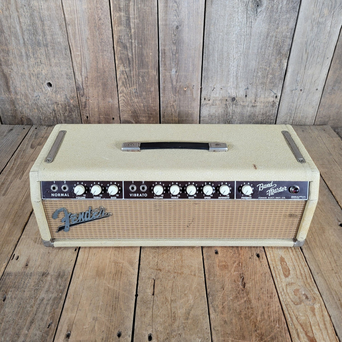 Fender 1963 Bandmaster 6G7 - A – White Tolex Blonde Vintage Amp Head with Tremolo - Mahar's Vintage Guitars