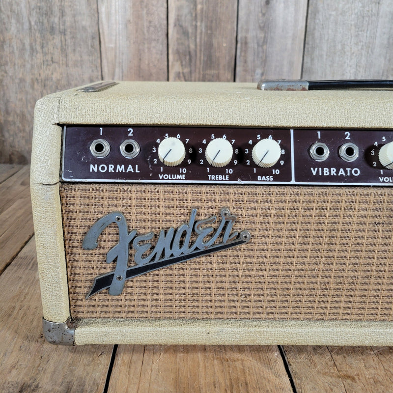 Fender 1963 Bandmaster 6G7 - A – White Tolex Blonde Vintage Amp Head with Tremolo - Mahar's Vintage Guitars
