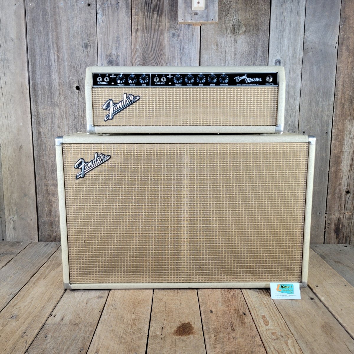 Fender 1963 Bandmaster AA763 White Tolex Piggyback | Mahar's