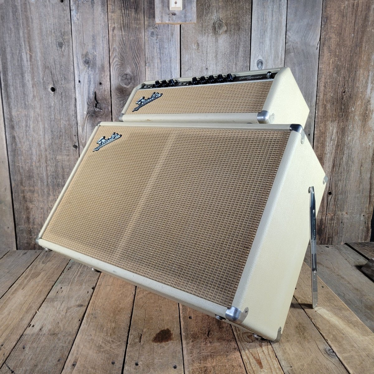 Fender 1963 Bandmaster AA763 White Tolex Piggyback | Mahar's