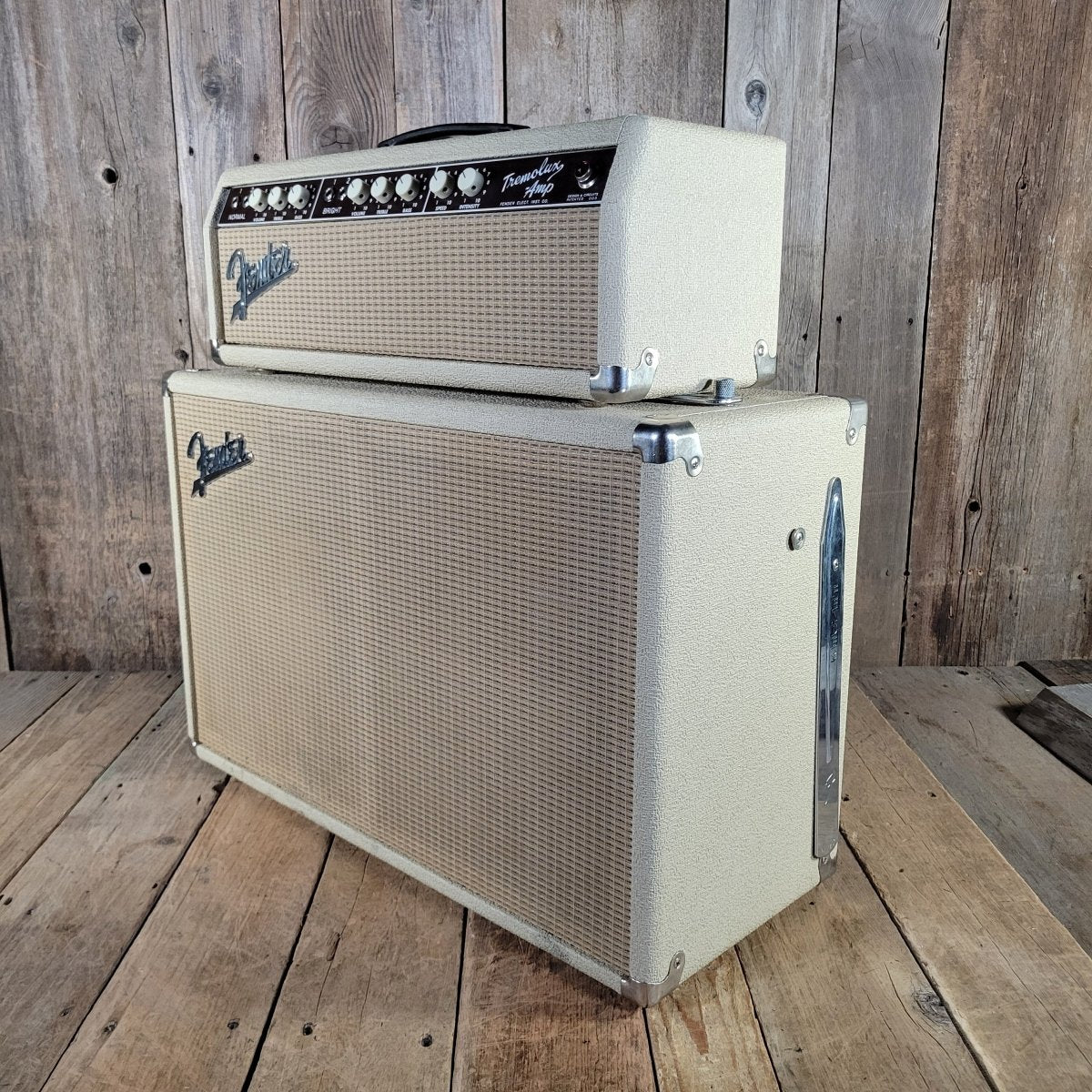 Fender 1963 Tremolux 6G9 - B White Tolex Piggyback Near Mint - Mahar's Vintage Guitars