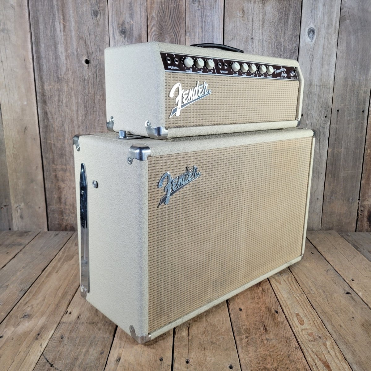 Fender 1963 Tremolux 6G9 - B White Tolex Piggyback Near Mint - Mahar's Vintage Guitars