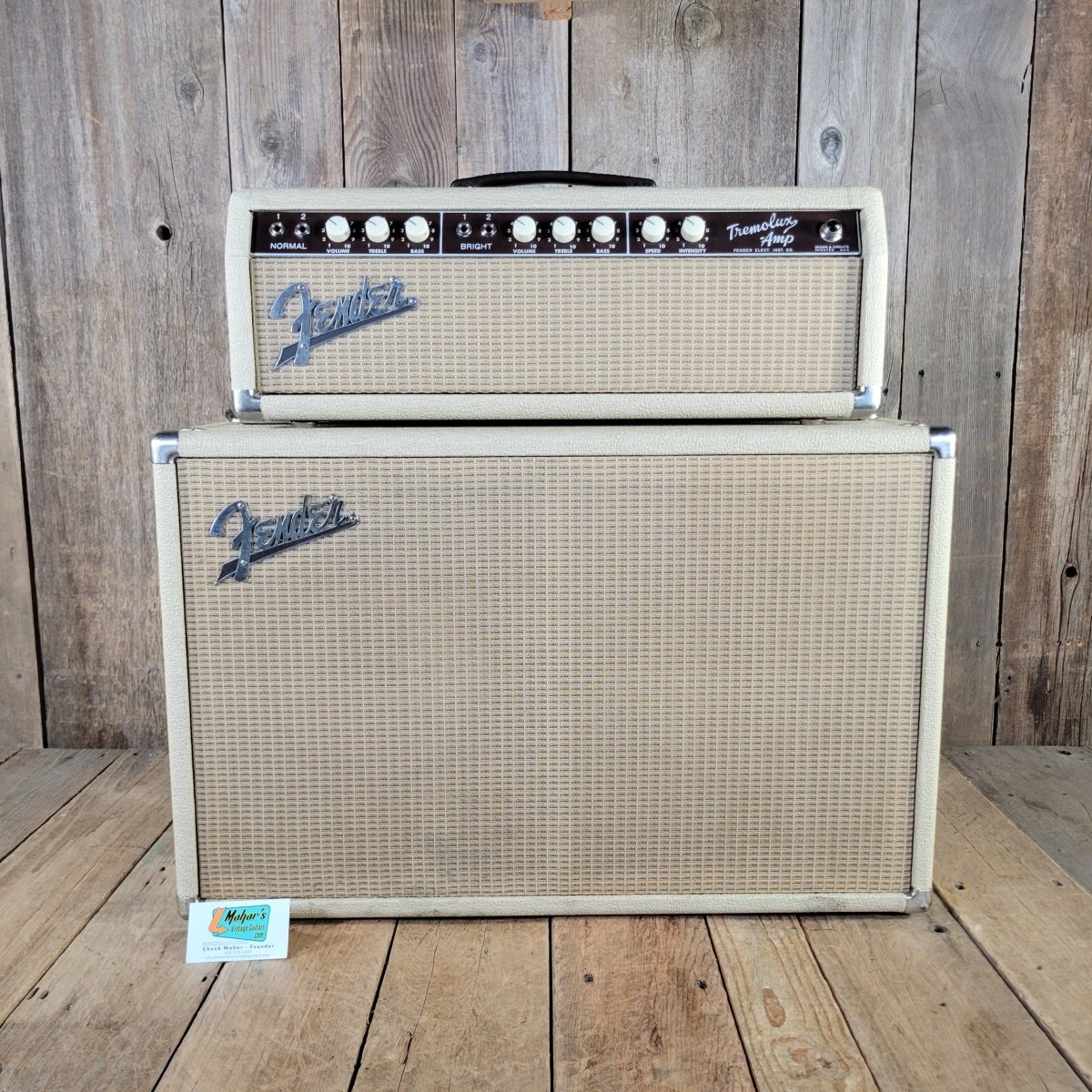 Fender 1963 Tremolux 6G9 - B White Tolex Piggyback Near Mint - Mahar's Vintage Guitars