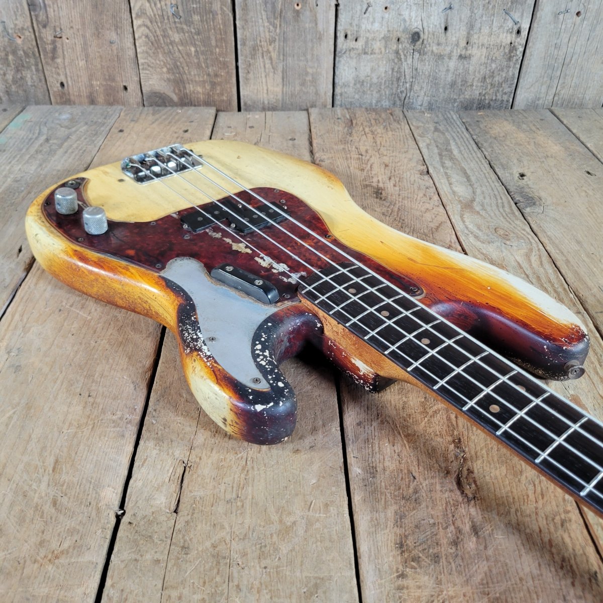 Fender 1964 P Bass "Inferno" All-Original and Playable Fire Victim - Mahar's Vintage Guitars