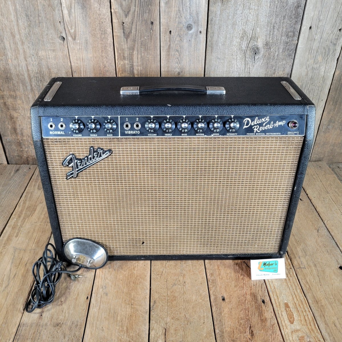 Fender 1965 Deluxe Reverb AB763 Blackface Serviced Very Good - Mahar's Vintage Guitars