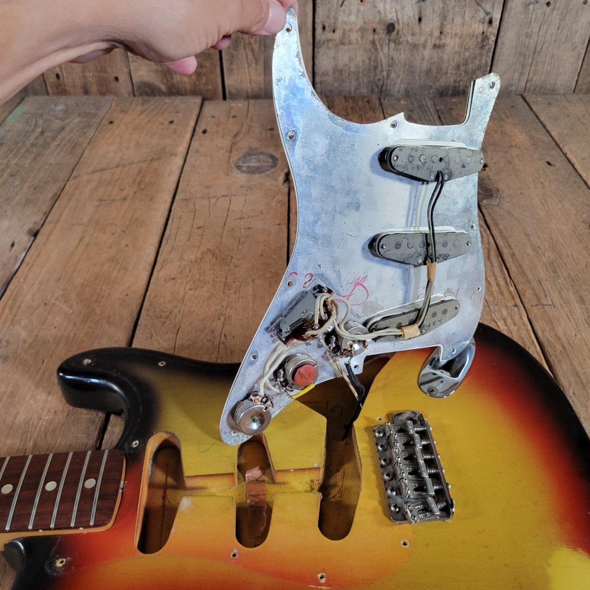 Fender 1965 Stratocaster Pre CBS L Plate w/ 1964 neck / pickup dates, 1st Week of '65 Pots - Mahar's Vintage Guitars