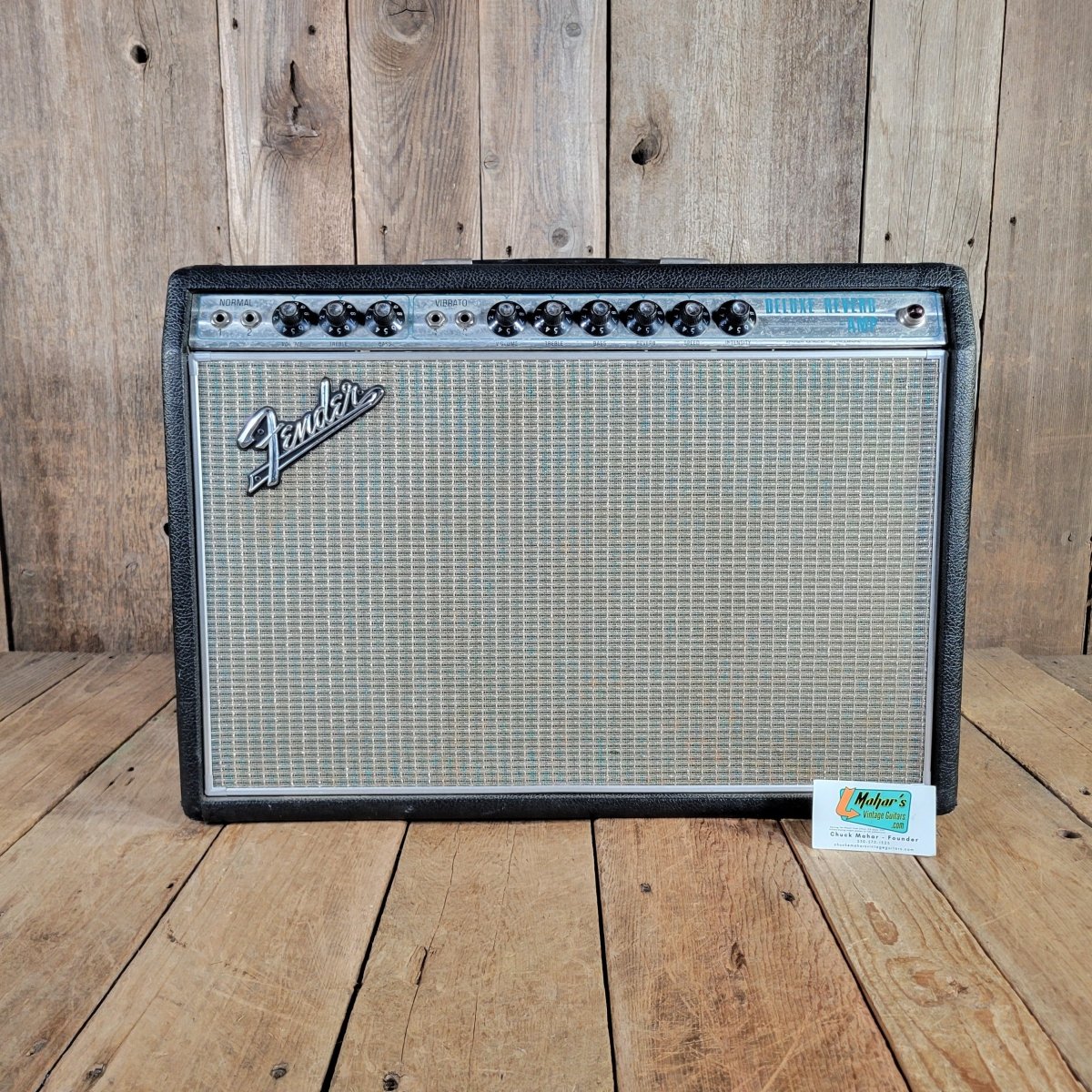 Fender 1968 Deluxe Reverb AB763 Drip Edge Silver Panel, Serviced, Very Good - Mahar's Vintage Guitars
