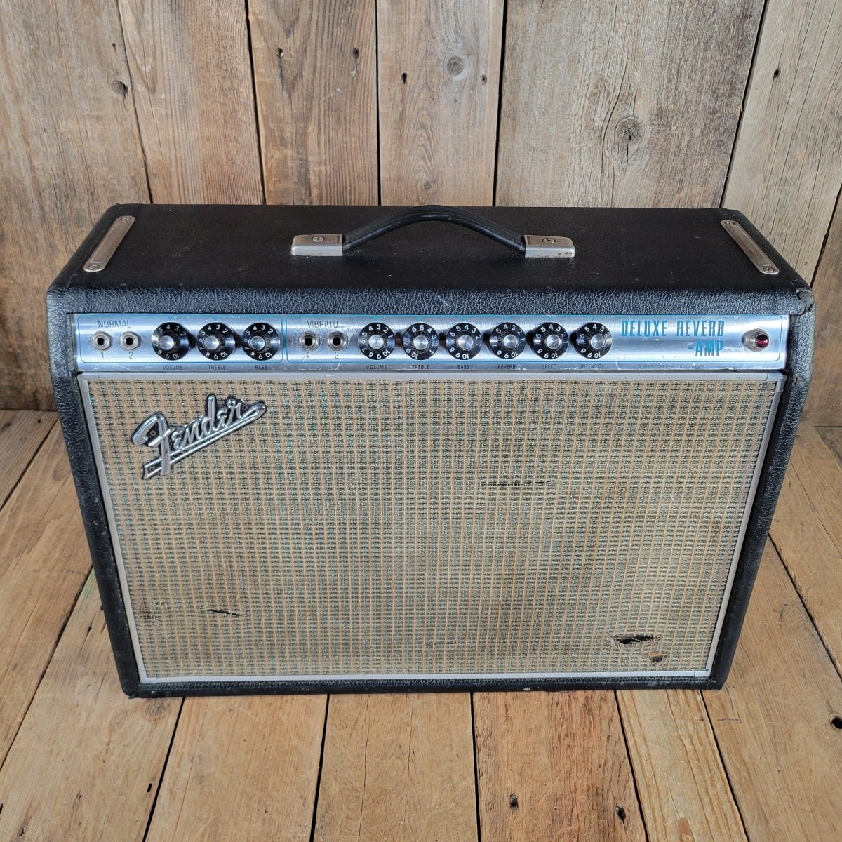 Fender 1969 Deluxe Reverb Drip Edge Serviced Weber Blue 12-A - Mahar's Vintage Guitars