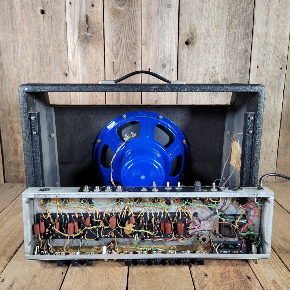 Fender 1969 Deluxe Reverb Drip Edge Serviced Weber Blue 12-A - Mahar's Vintage Guitars
