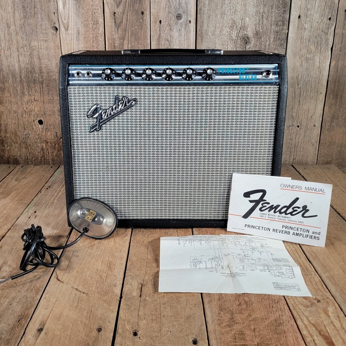 Fender 1972 Princeton Reverb Silverface W/ Manual, Very Good - Mahar's Vintage Guitars