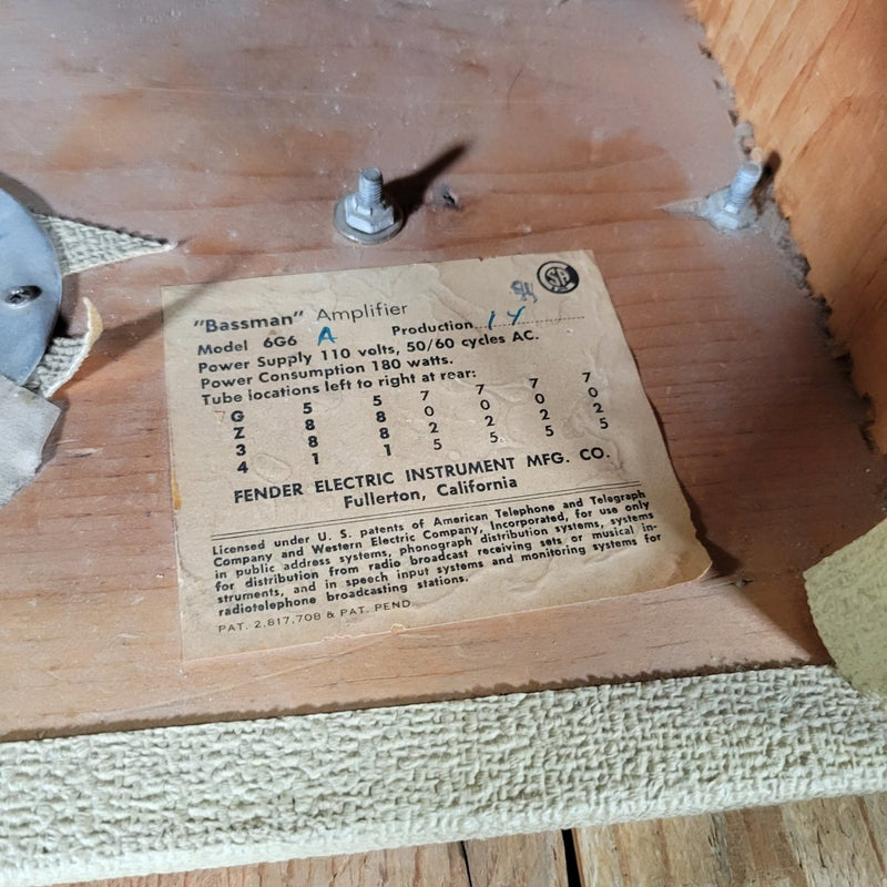 Fender Bassman 6G6 - A Head and Tone Ring Cab 1961 Blonde Tolex - Mahar's Vintage Guitars