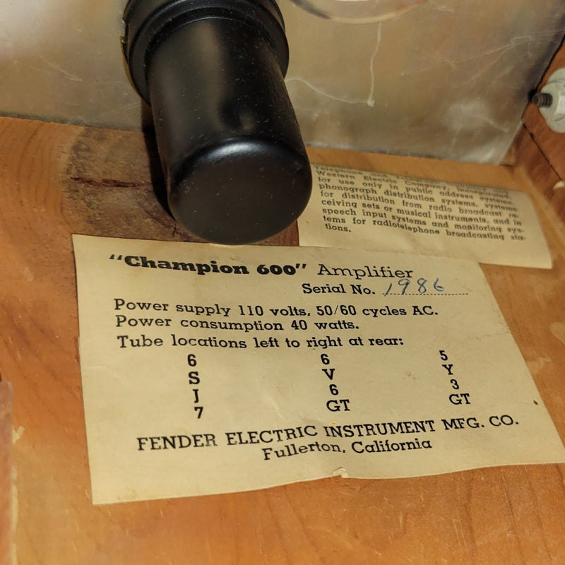 Fender Champion 600 Amplifier 5B1 – 1951 Vintage Tube Amp, Serviced - Mahar's Vintage Guitars