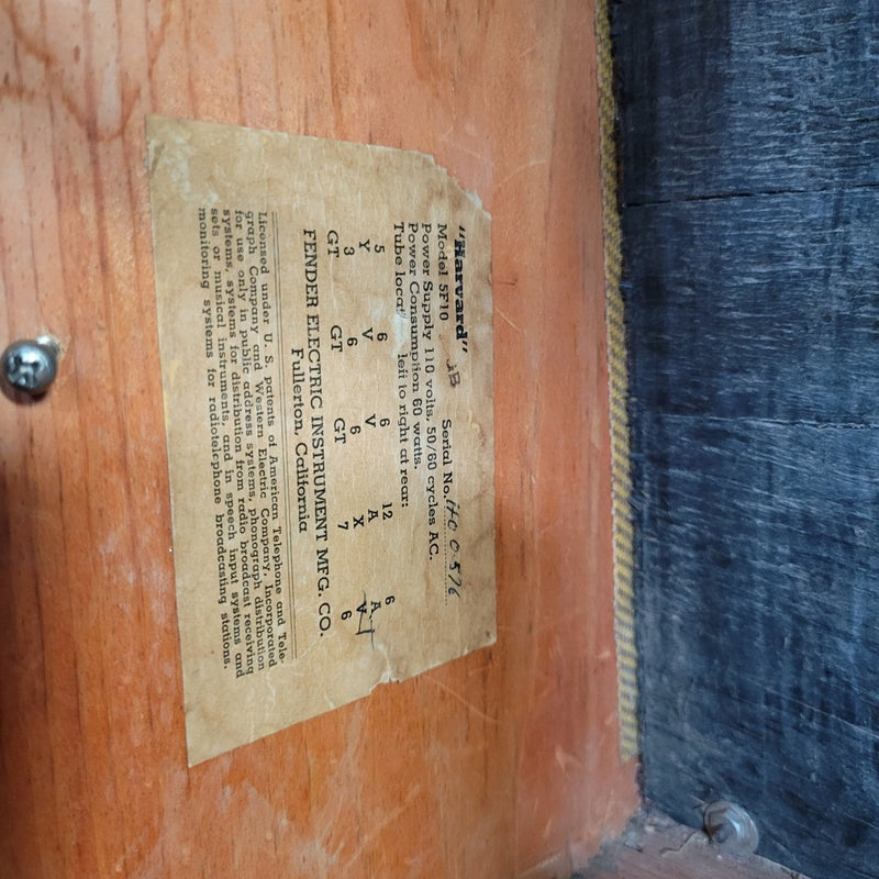 Fender Harvard 5F10 Tweed 1957 Original Transformers & Speaker - Mahar's Vintage Guitars