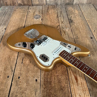 Fender Jaguar Firemist Gold 1966 Complete with Hang Tag Slab Board Dots and Binding 1966 - Mahar's Vintage Guitars