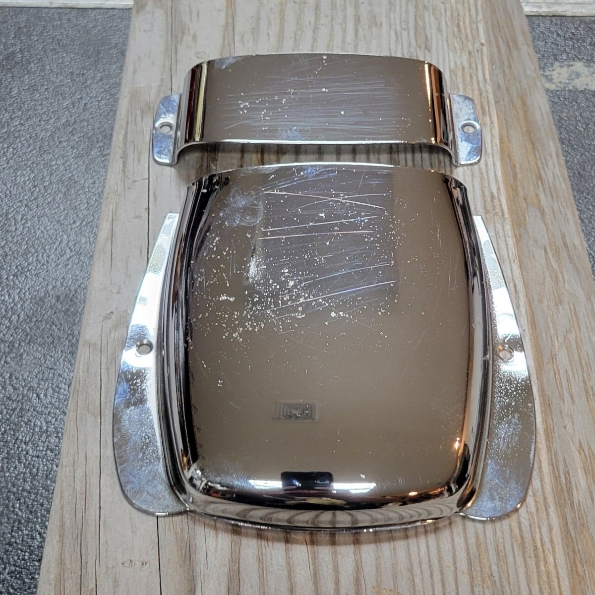 Fender Jazz Bass Repro Pickup & Bridge Covers Relic Chrome VG - Mahar's Vintage Guitars