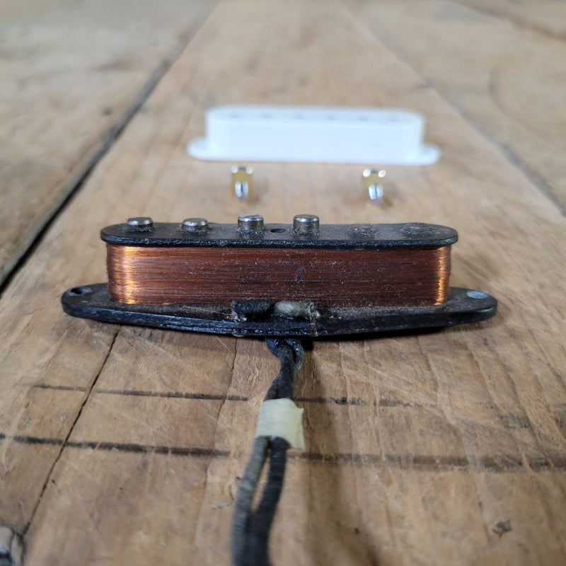 Fender Stratocaster 1963 Neck Pickup Black Bottom Original Screws Non Orig Cover - Mahar's Vintage Guitars
