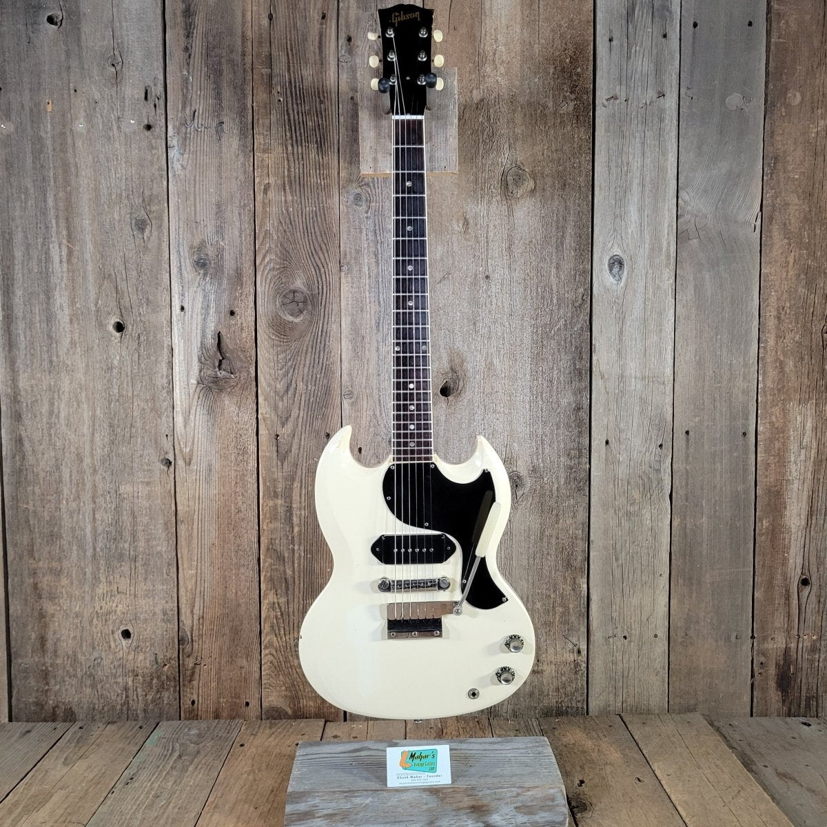 Gibson 1965 SG Junior Polaris White 1 11/16" Nut Maestro Vibrola Excellent - Mahar's Vintage Guitars