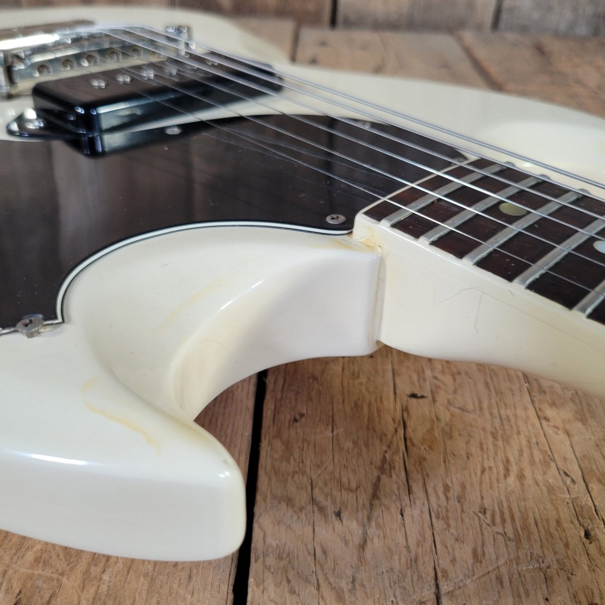 Gibson 1965 SG Junior Polaris White 1 11/16" Nut Maestro Vibrola Excellent - Mahar's Vintage Guitars