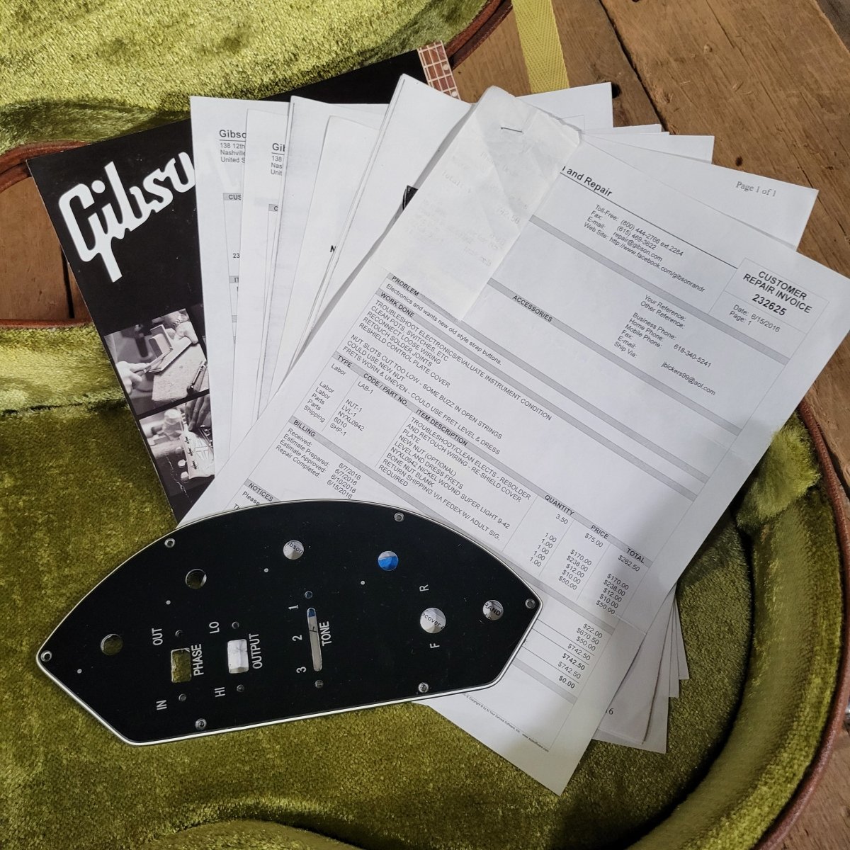 Gibson 1973 Les Paul Recording Natural Headstock Repair - Mahar's Vintage Guitars