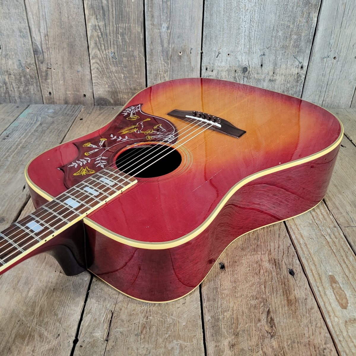 Gibson 1975 Hummingbird Custom Cherry Sunburst Very Good - Mahar's Vintage Guitars
