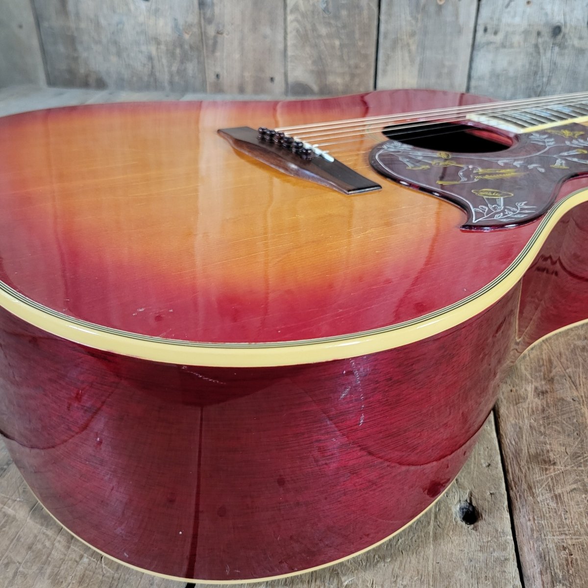 Gibson 1975 Hummingbird Custom Cherry Sunburst Very Good - Mahar's Vintage Guitars