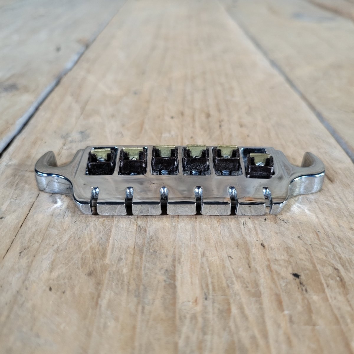 Gibson 1980s Top - Adjust Bridge Tailpiece 6 - String Chrome NOS - Mahar's Vintage Guitars