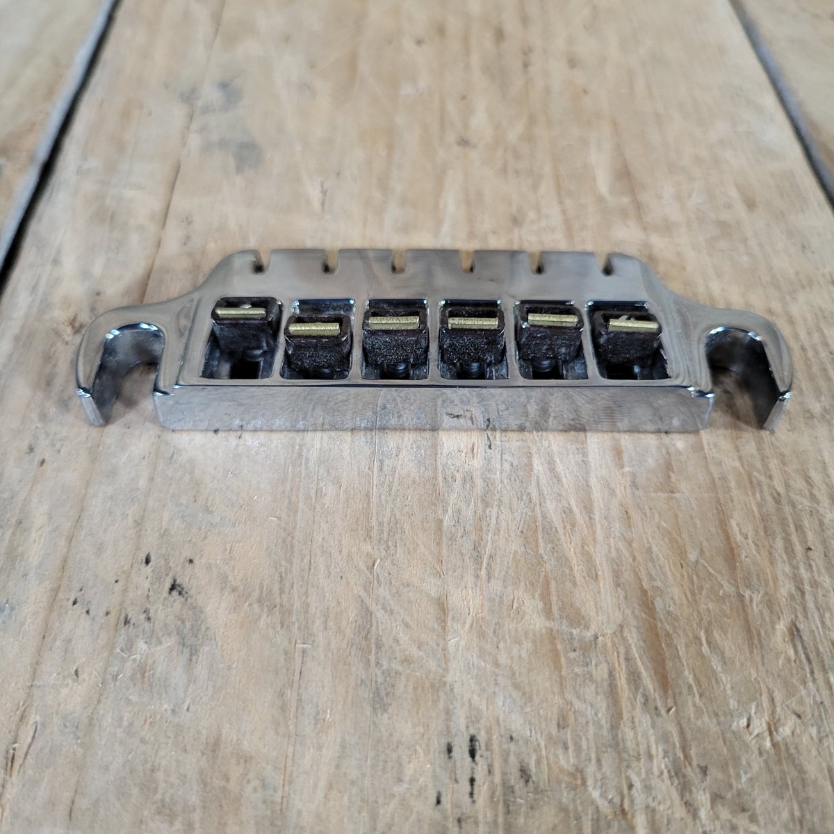 Gibson 1980s Top - Adjust Bridge Tailpiece 6 - String Chrome NOS - Mahar's Vintage Guitars