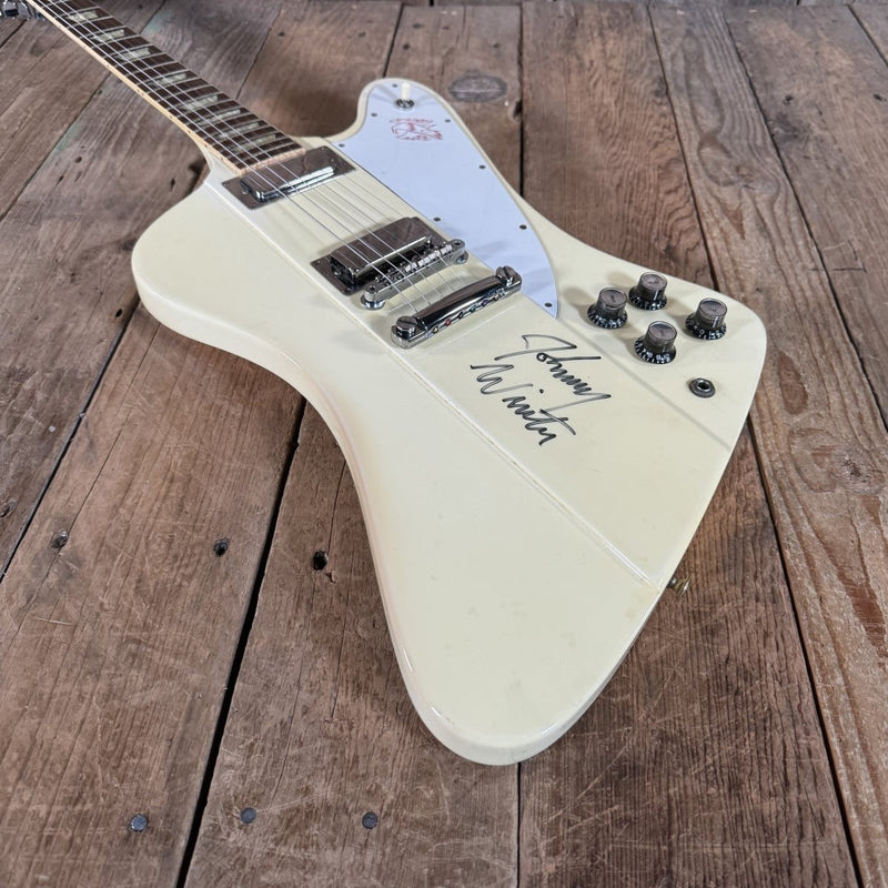 Gibson Firebird V reissue Johnny Winter signed 1991 Alpine White - Mahar's Vintage Guitars