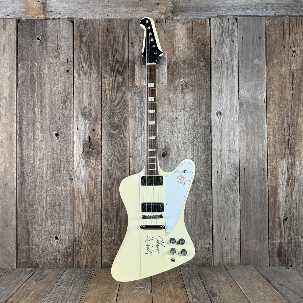 Gibson Firebird V reissue Johnny Winter signed 1991 Alpine White - Mahar's Vintage Guitars