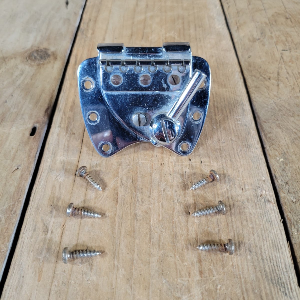 Harmony 1965 Bobkat H17 Tremolo Bridge Tailpiece With Screws No Arm - Mahar's Vintage Guitars