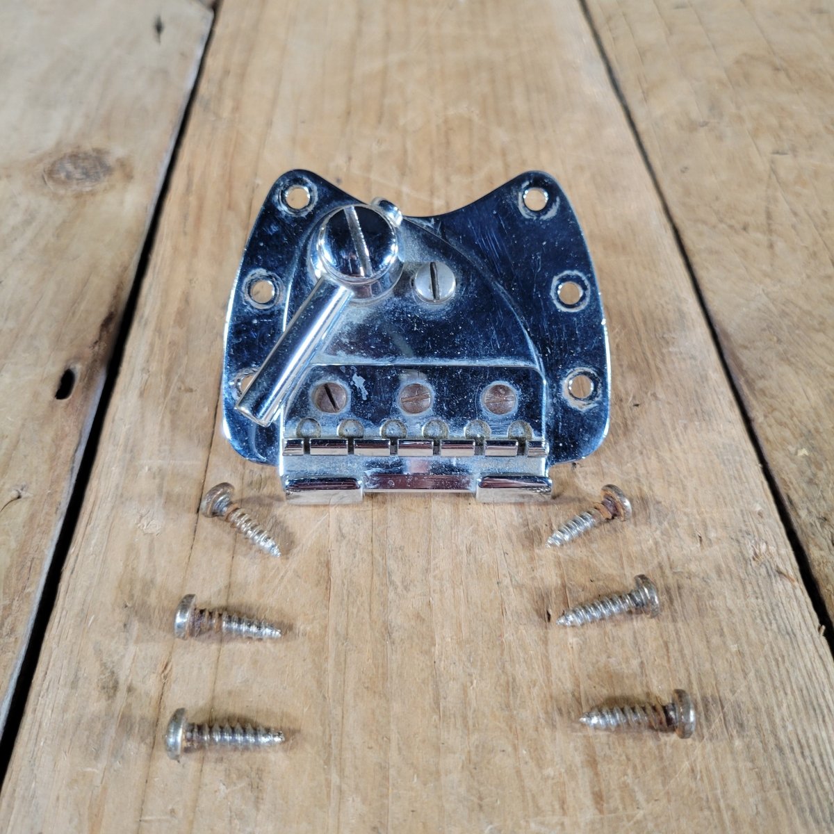 Harmony 1965 Bobkat H17 Tremolo Bridge Tailpiece With Screws No Arm - Mahar's Vintage Guitars