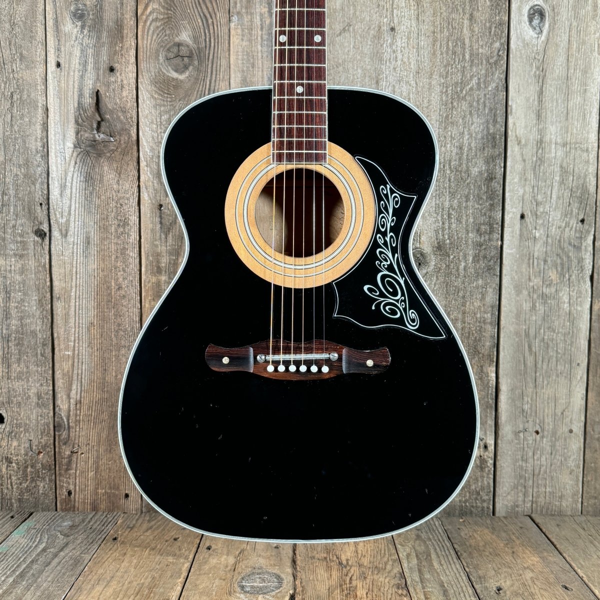 Harmony H1204 Sovereign Jet Set 1971 Black Vintage Acoustic Guitar