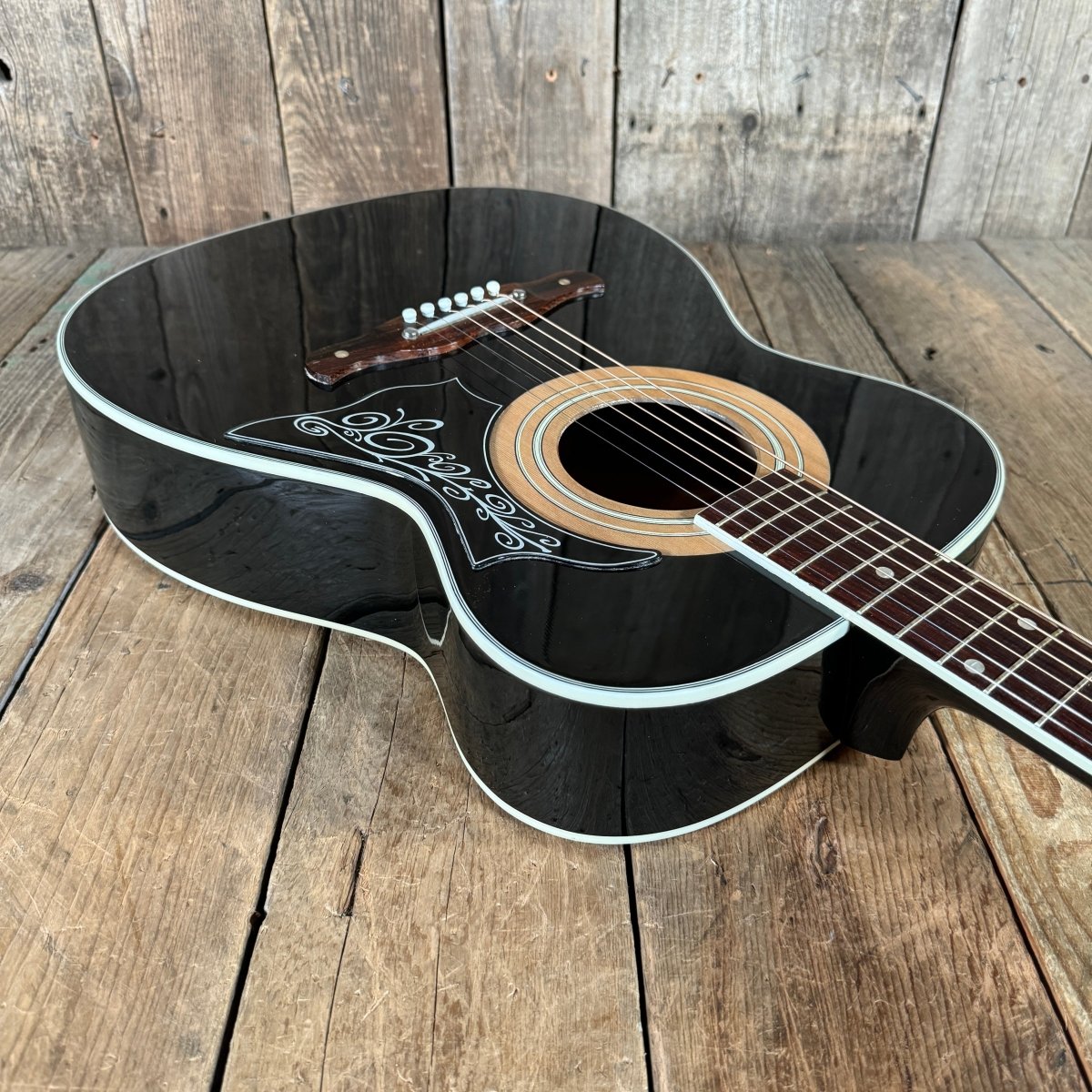 Harmony H1204 Sovereign Jet Set 1971 Black Vintage Acoustic Guitar