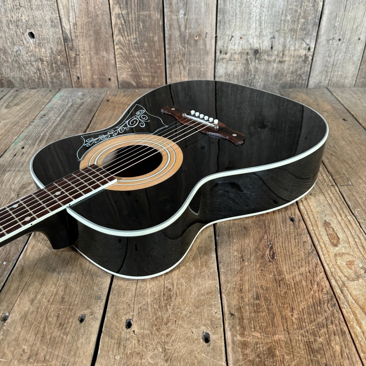 Harmony H1204 Sovereign Jet Set 1971 Black Vintage Acoustic Guitar