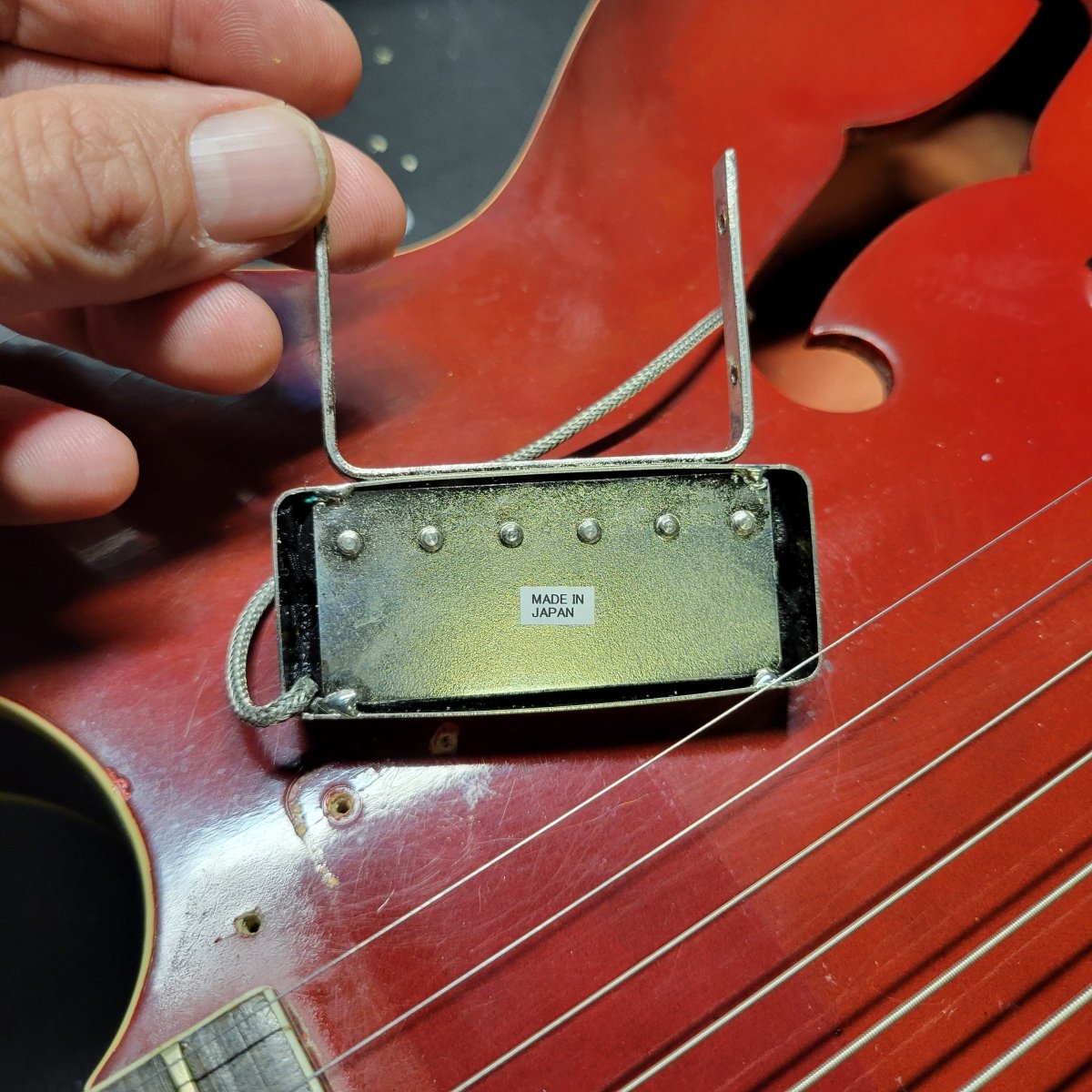 Harmony Rocket H53 Red with Bigsby with Floating Jazz Pickup - Nickel 1960s - Mahar's Vintage Guitars